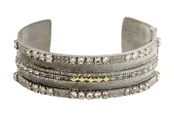 SCROLL BAR WHIT MORGANITE KICK CUFF BRACELET