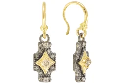 SCROLL WHIT CHAMPAGNE DIAMONDS DROP EARRING