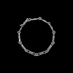 SILVER CHAIN LINK BRACELET WITH CHAMPAGNE DIAMONDS
