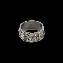 SILVER CROSS WIDE BAND RING