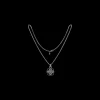 SILVER POINTED CROSS BLACK SAPPHIRE NECKLACE