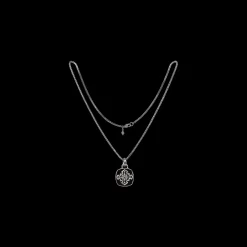 SILVER POINTED CROSS BLACK SAPPHIRE NECKLACE