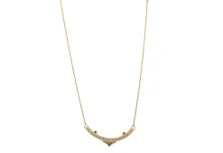 17.5" STATEMENT NECKLACE WITH YELLOW GOLD CURVED BAR
