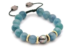 TAHITIAN PEARL AND AVENTURINE PULL BRACELET