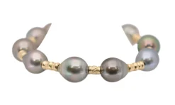 TAHITIAN PEARL AND ORGANIC CARVED BEAD PULL BRACELET