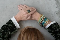 TAHITIAN PEARL AND ORGANIC CARVED BEAD PULL BRACELET
