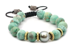 TAHITIAN PEARL AND TURQUOISE PULL BRACELET