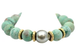 TAHITIAN PEARL AND TURQUOISE PULL BRACELET