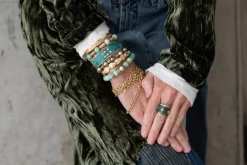 TAHITIAN PEARL AND TURQUOISE PULL BRACELET