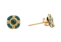 TEAL ENAMEL STUD EARRINGS