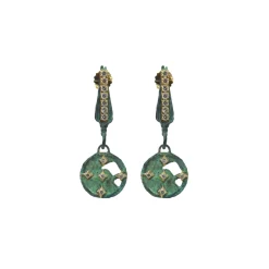 TEAL PATINA ARTIFACT DROP EARRINGS