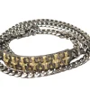 19.5" TRIPLE WRAP GOLD CROSS BAR CHAIN BRACELET