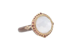 TURKISH CHALCEDONY MOODY MAUVE ENAMEL COCKTAIL RING