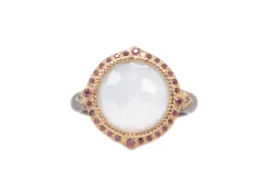 TURKISH CHALCEDONY MOODY MAUVE ENAMEL COCKTAIL RING