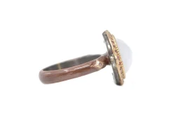 TURKISH CHALCEDONY MOODY MAUVE ENAMEL COCKTAIL RING