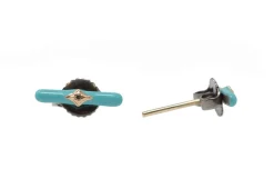 TURQUOISE ENAMEL BAR STUD EARRINGS
