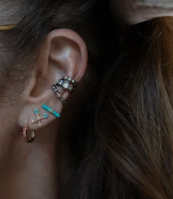 TURQUOISE ENAMEL BAR STUD EARRINGS