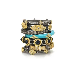 Turquoise Enamel Crivelli Stack Band Ring