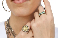 Turquoise Enamel Crivelli Stack Band Ring