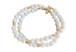 14.5" WHITE PEARLS DOUBLE WRAP BRACELET