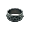 WIDE STACK BAND WITH BLACK SAPPHIRE