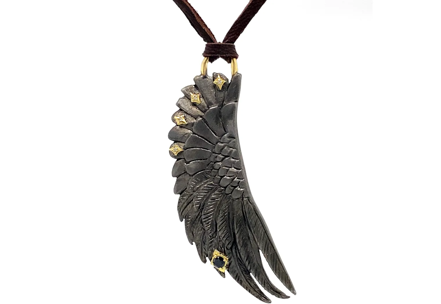 Wing Pendant Leather Necklace