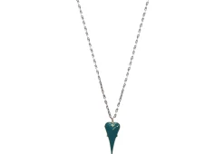 18" WITH 45MM TEAL ENAMEL HEART PENDANT NECKLACE