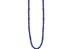 26" WITH SAPPHIRE COMPONETS LAPIS BEADS NECKLACE
