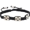 Woven Pull Bracelet with 3 Large "X" Crosses