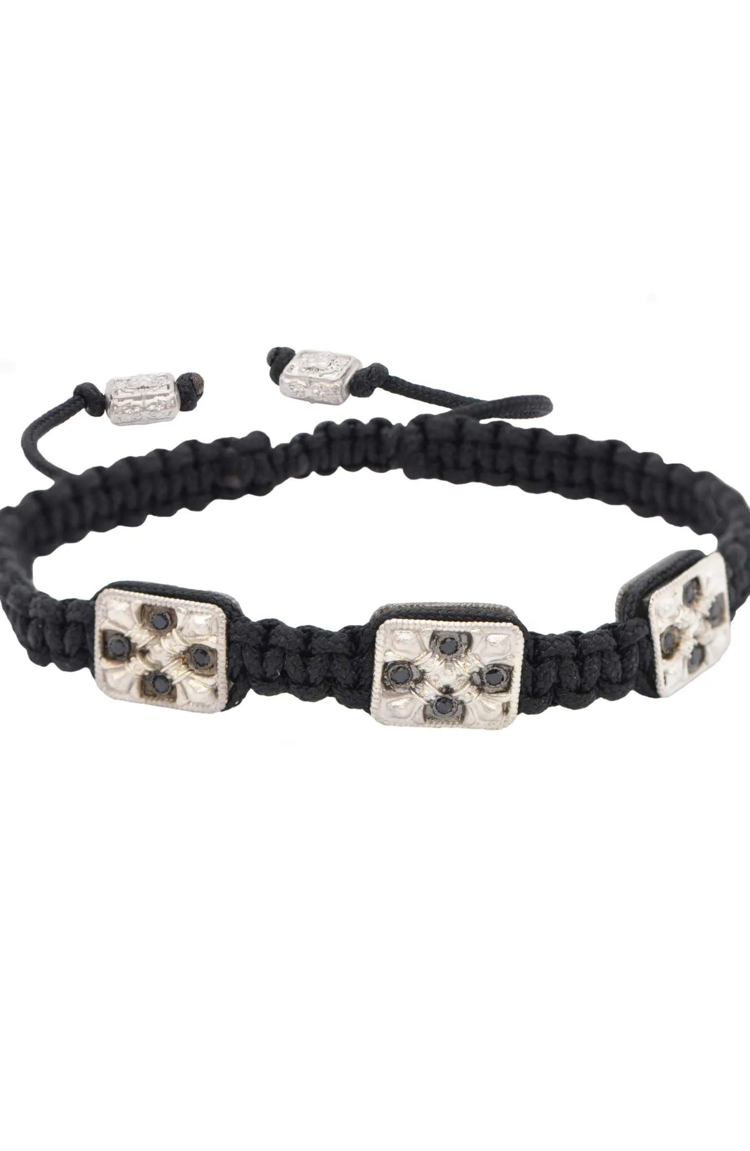 Woven Pull Bracelet with 3 Large "X" Crosses