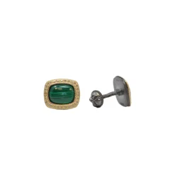 14X11 MALACHITE WITH DIAMOND CUFF LINKS