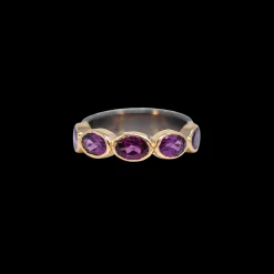 6X4 MM  OVAL PURPLE GARNET STATEMENT RING