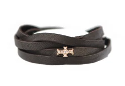 32" 5X WRAP CROSS LEATHER BRACELET