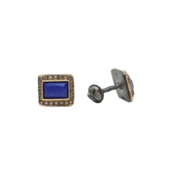13X9MM LAPIS LAZULI WITH DIAMOND CUFF LINKS