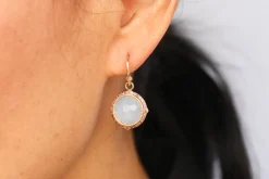 12X12MM TURKISH CHALCEDONY DROP EARRINGS