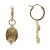 YELLOW GOLD ARTIFACT HUGGIE HOOP DROP EARRINGS