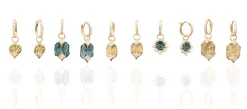YELLOW GOLD ARTIFACT HUGGIE HOOP DROP EARRINGS