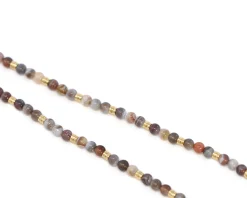 Yellow Gold Botswana Agate Beaded Necklace
