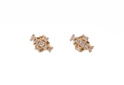 YELLOW GOLD CROSS STUD EARRINGS