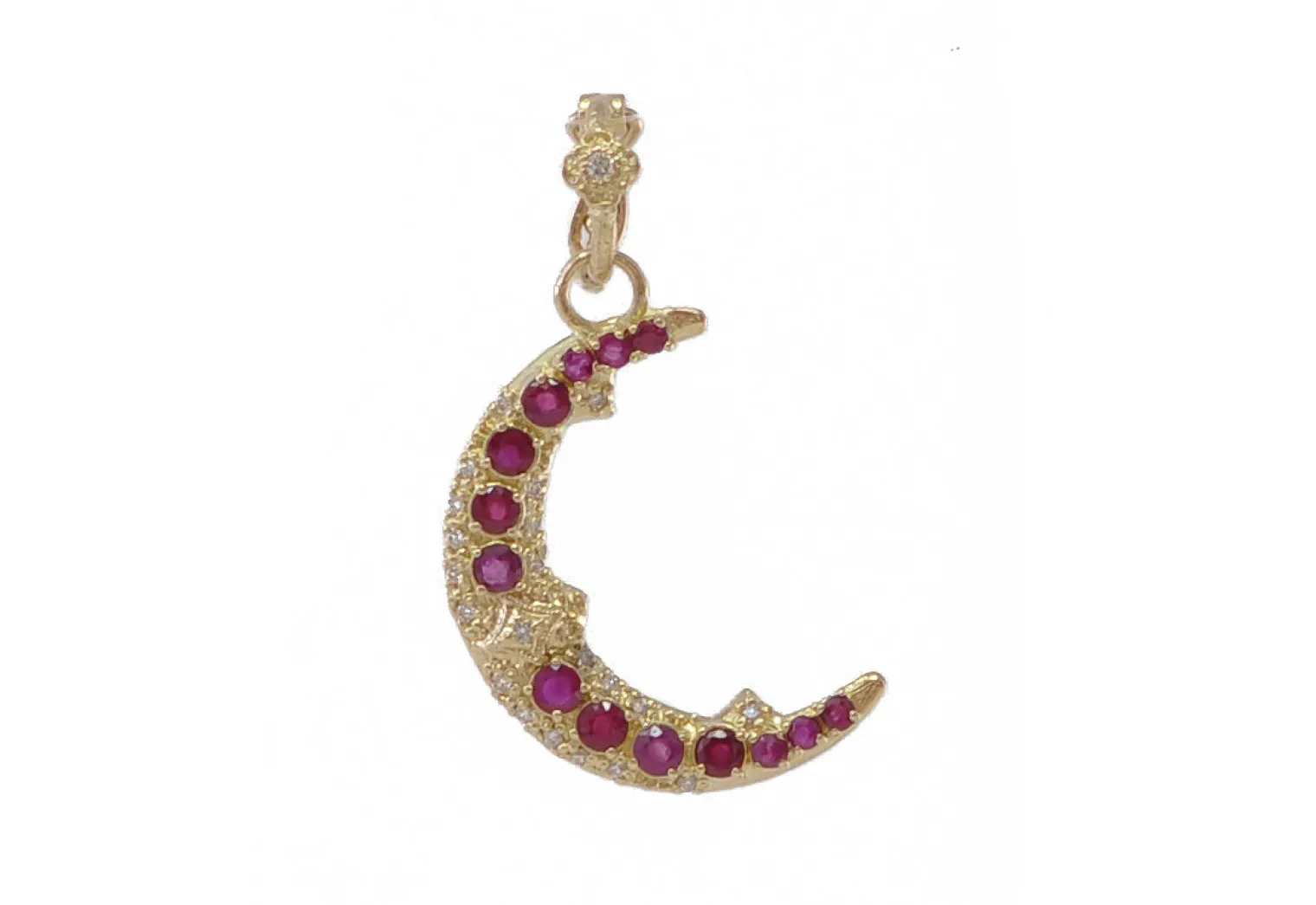 Yellow Gold Pave Crescent Moon Enhancer