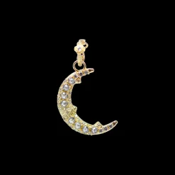 YELLOW GOLD PAVE CRESCENT MOON ENHANCER
