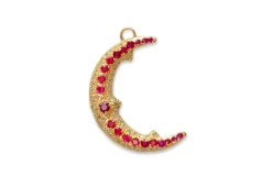Yellow Gold Pave Crescent Moon Charm