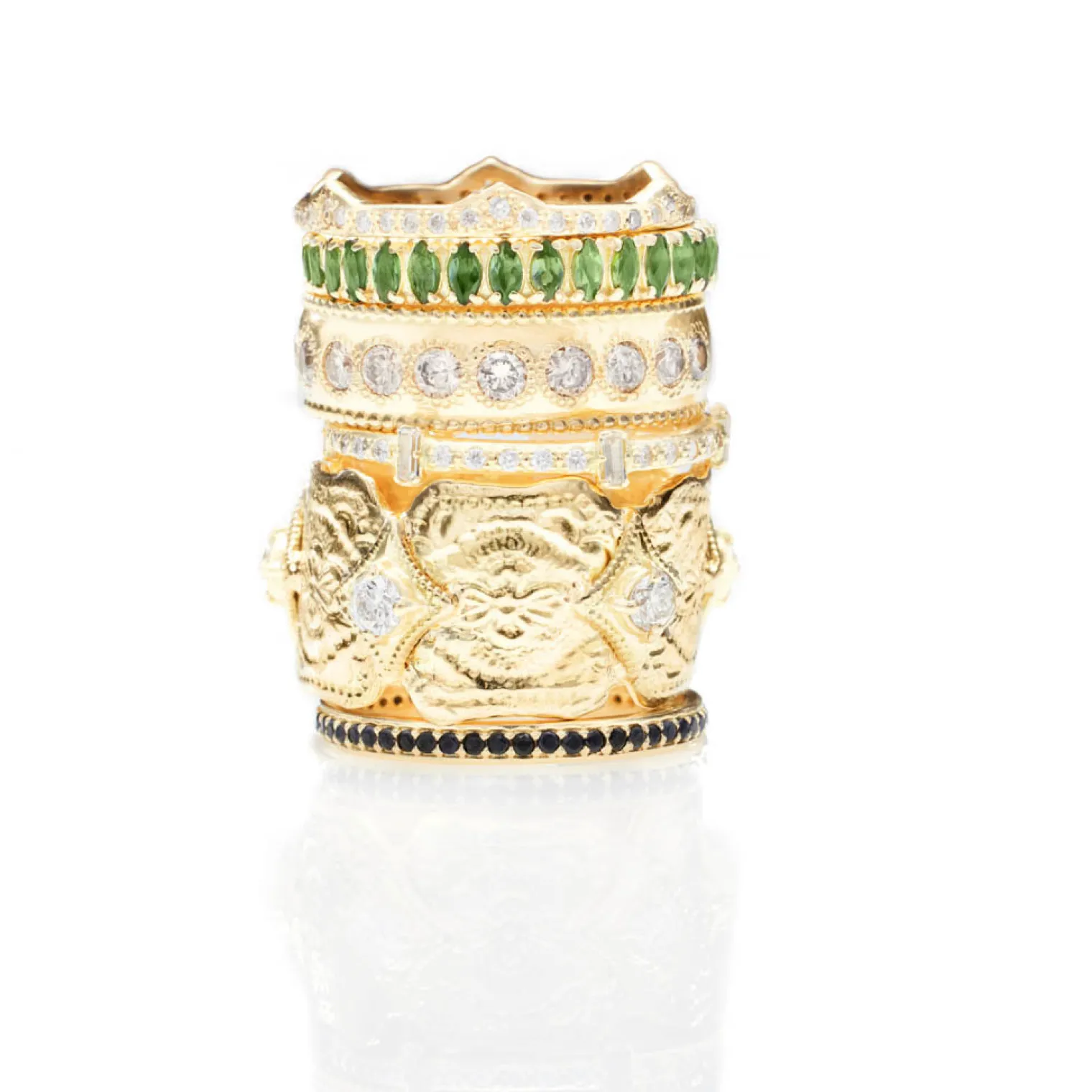YELLOW GOLD POINTED STACK RING