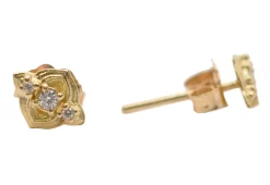 YELLOW GOLD SCROLL STUD EARRINGS