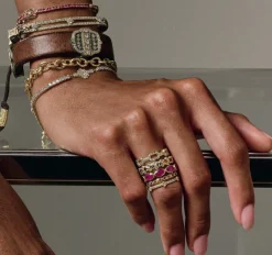 Yellow Gold with Rubies Stack Ring