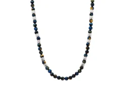 28" YELLOW-BLUE LAPIS TIGER BEADS NECKLACE